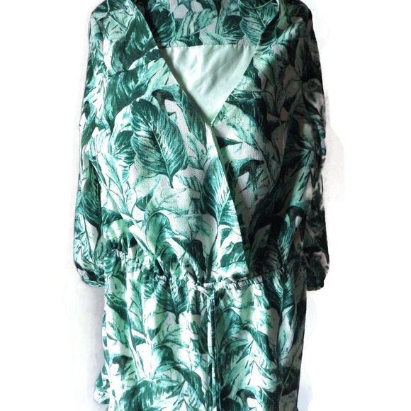 Dressy Romper/ Kaari Blue/Green Tropical Print/ Size M - Picture 6 of 6